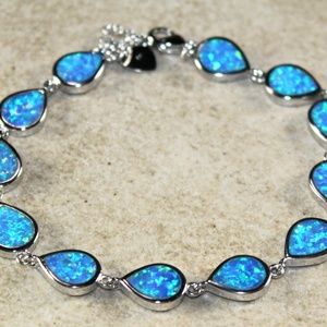 Blue Fire Opal Teardrop Bracelet